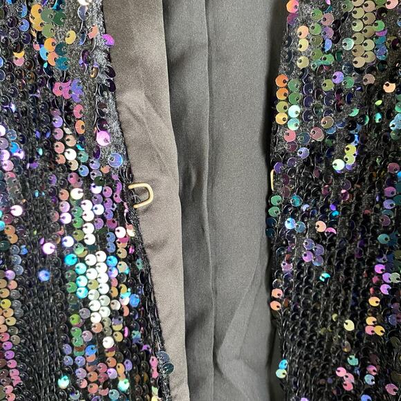Armani Exchange Sequin Blazer Size 8 Black Statement Jacket Festive - Picture 7 of 13